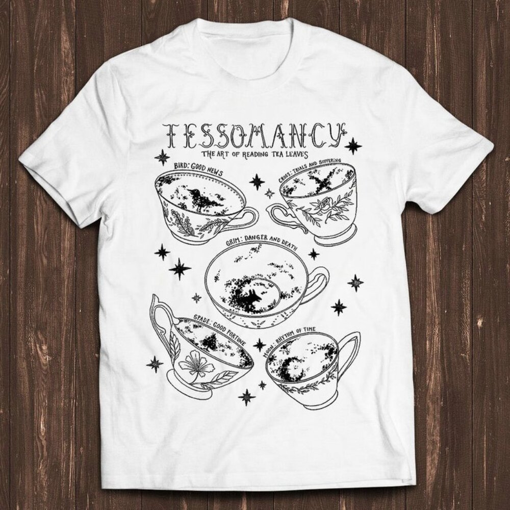 Tasseomancy Tea Reading T-Shirt – Witchy Teacup Graphic Tee – Mystic Divination